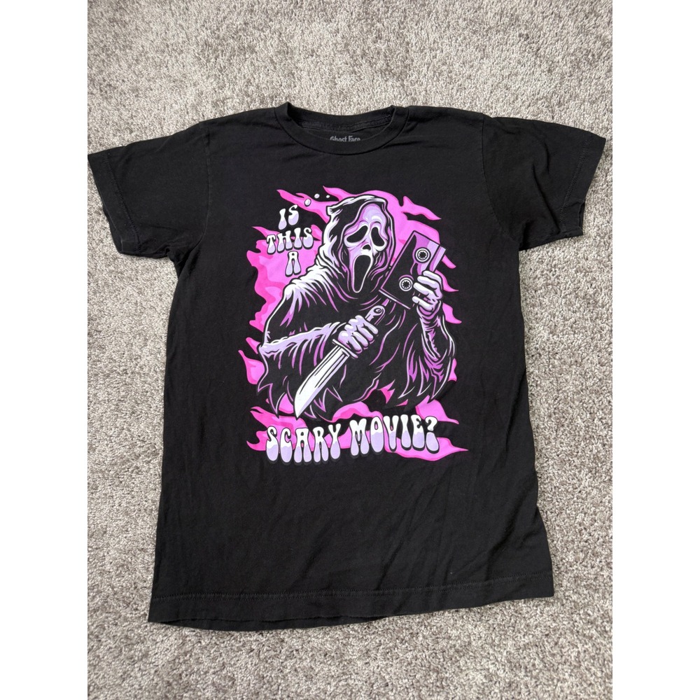 Ghost Face Scream Adult Small Graphic T-Shirt Black Pink Horror Halloween